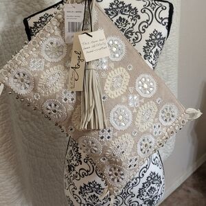 Handcrafted Beige and White Embroidered Clutch